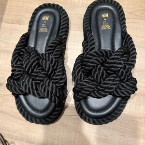 H&M Black Braided Platform Sandals